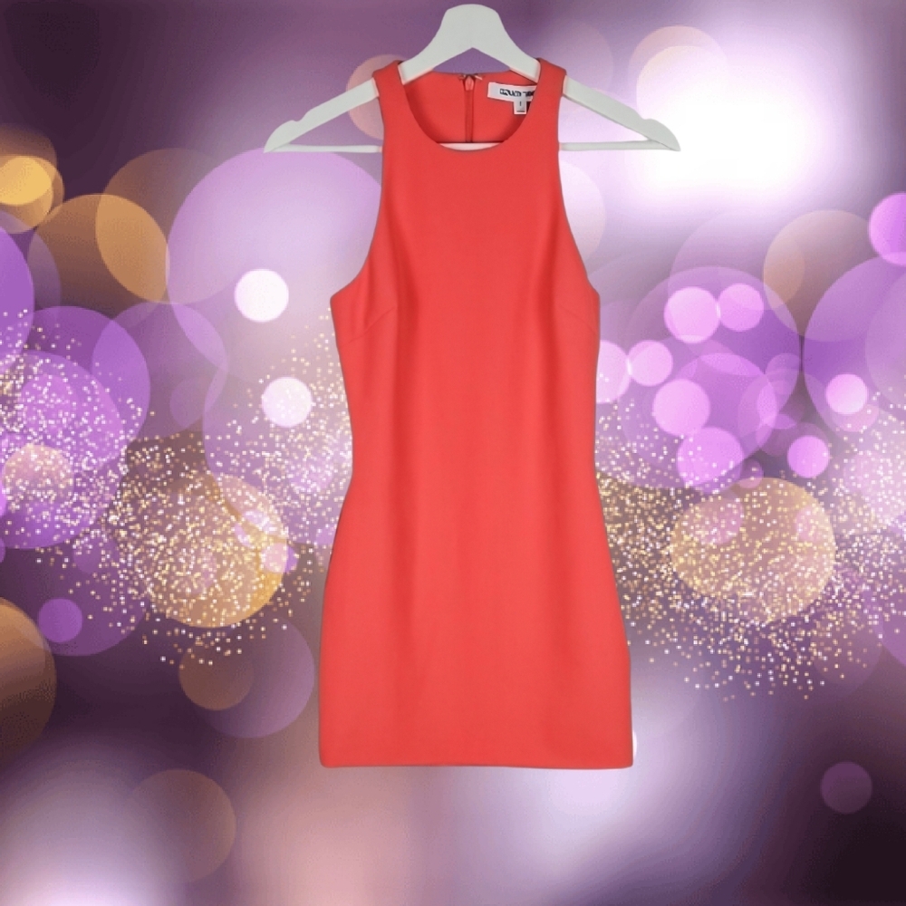 Elizabeth and James Dress Coral Orange Mini Sleeveless Bodycon Dopamine Dress